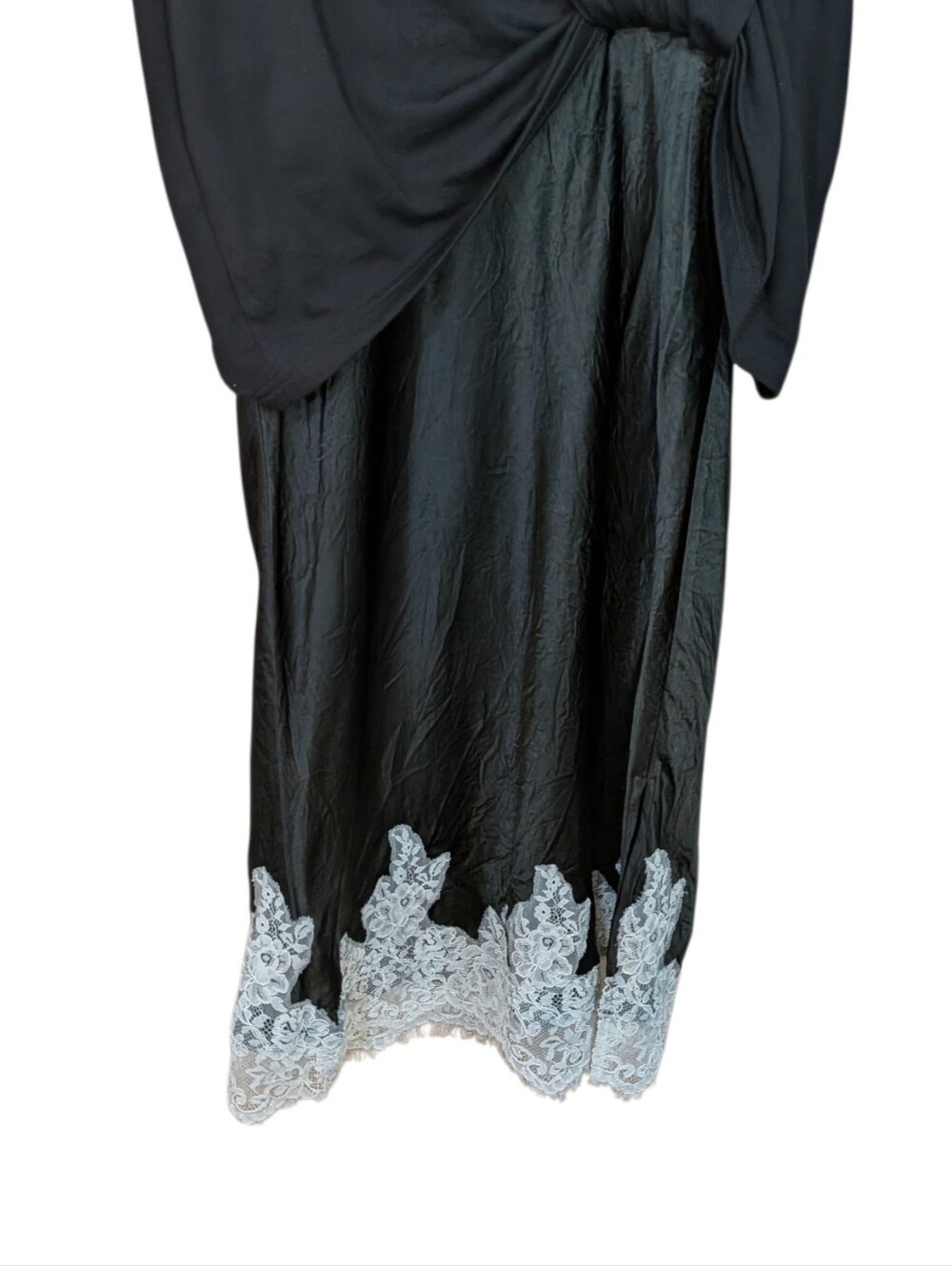 Betty Chow Black Short-Sleeve T-Shirt with Lace Slip Hem Dress..Size Large - Picture 6 of 7